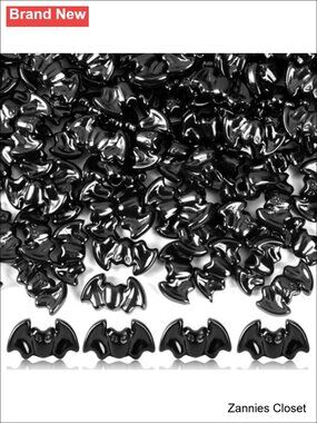 👻 100pc Black Bat Beads Plastic Jewelry Making Bracelets Charms